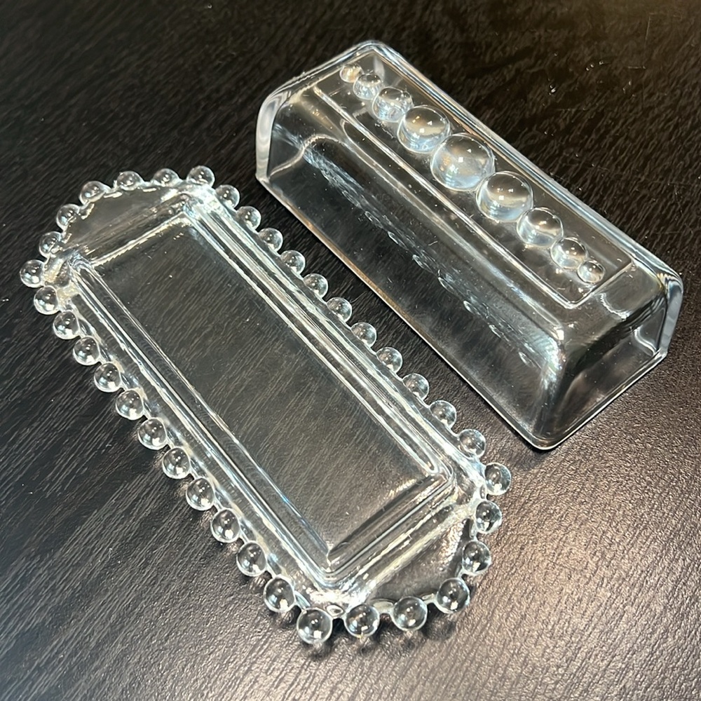 VTG Imperial Glass Candlewick Beaded Clear Covered Butter Dish Made In The USA - Picture 8 of 11